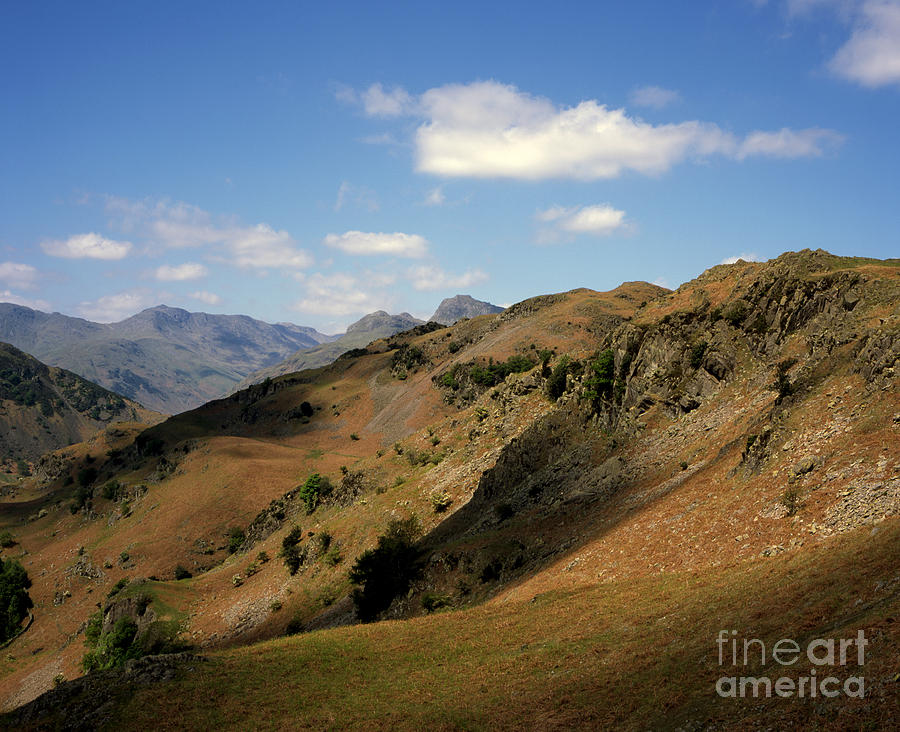 The Northern Ridge Of Great Langdale Looking Toward The Langdale Pikes And Bowfell Lake District Photograph