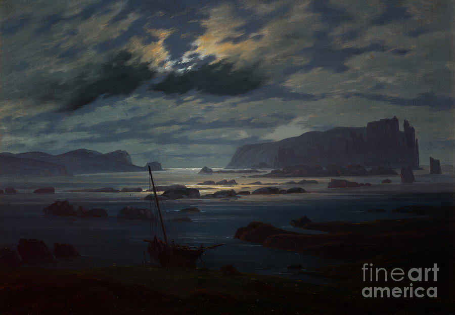 The Northern Sea in Moonlight Painting by Caspar David Friedrich