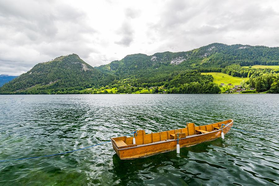Nature Photograph - The Norwegian Landscape With A Boat by Levente Bodo