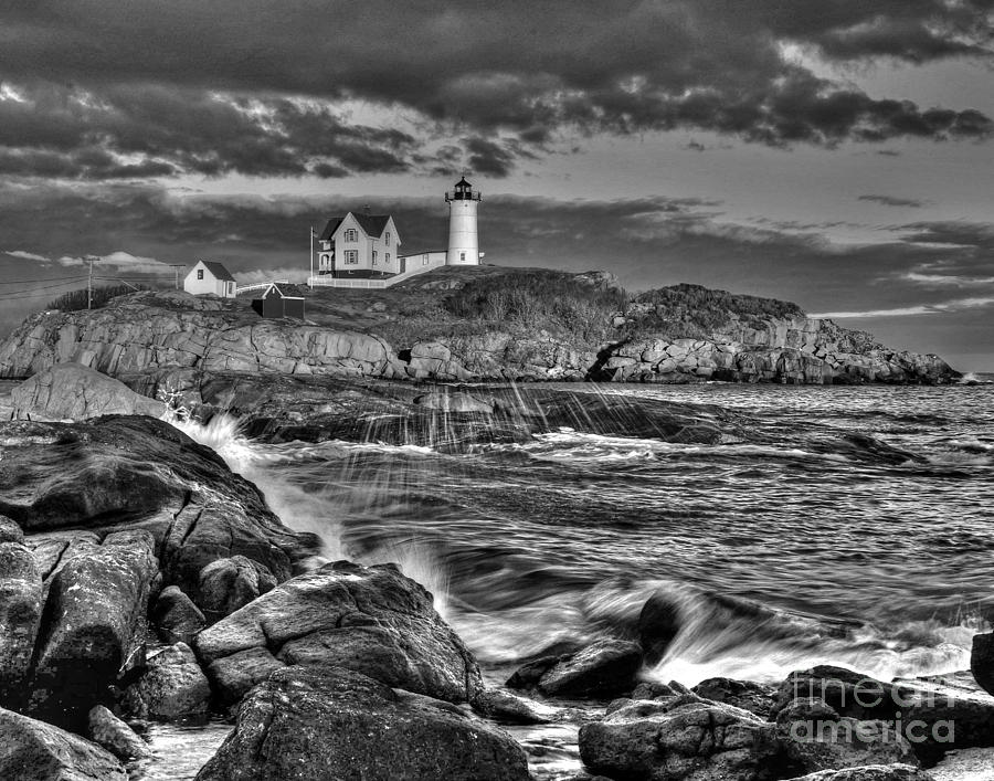 The Nubble in Monochrome Photograph by Steve Brown