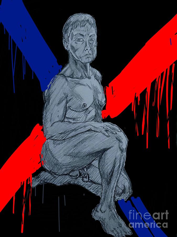 The Nude In Red And Blue Photograph
