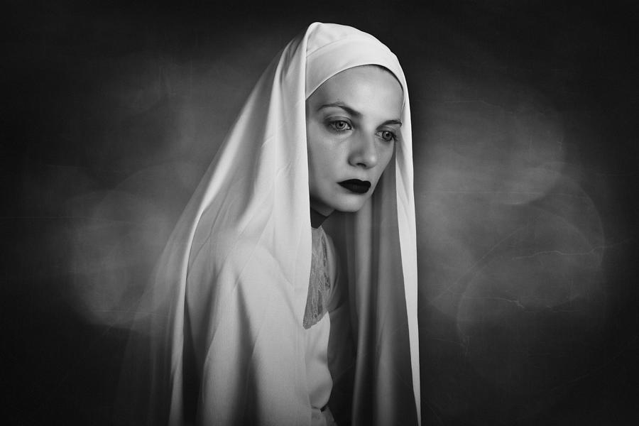 Black And White Photograph - The Nun by Alexandra Fira