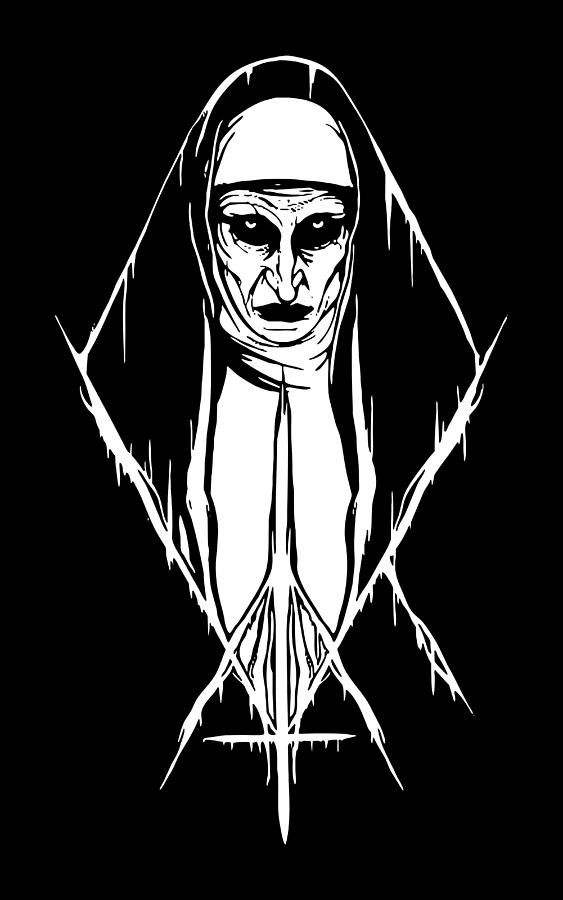The Nun Scary Drawing by Sari Kenday