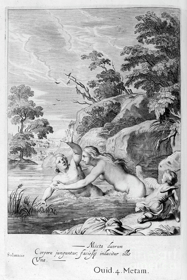 The Nymph Salmacis And Hermaphroditus Drawing by Print Collector