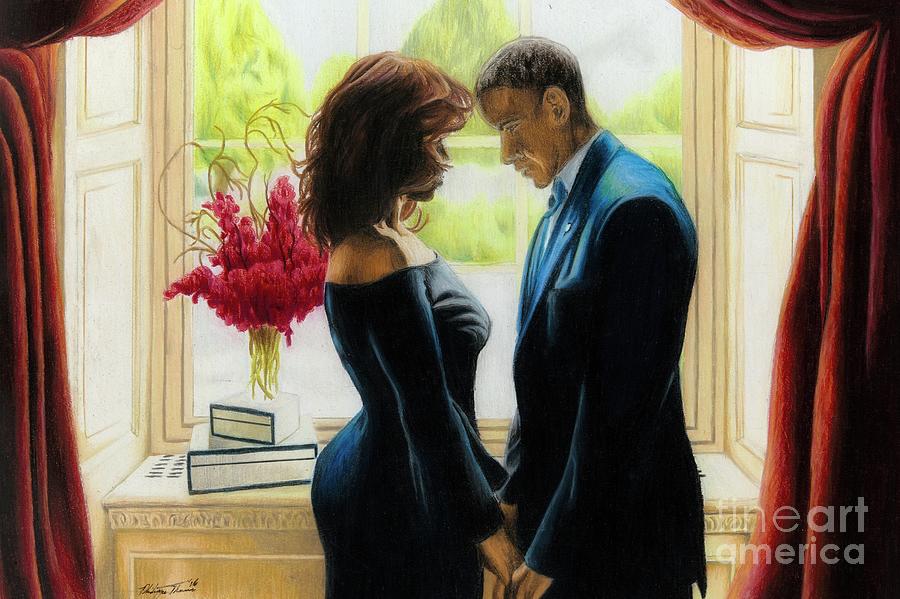 The Obamas Drawing by Philippe Thomas