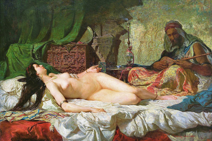 Vintage Painting - The Odalisque - Digital Remastered Edition by Mariano Fortuny