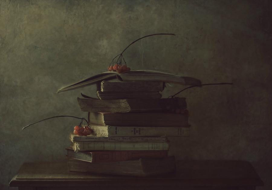 Still Life Photograph - The Old Books by Delphine Devos