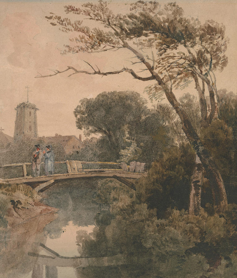 The Old Bridge Drawing by Peter De Wint