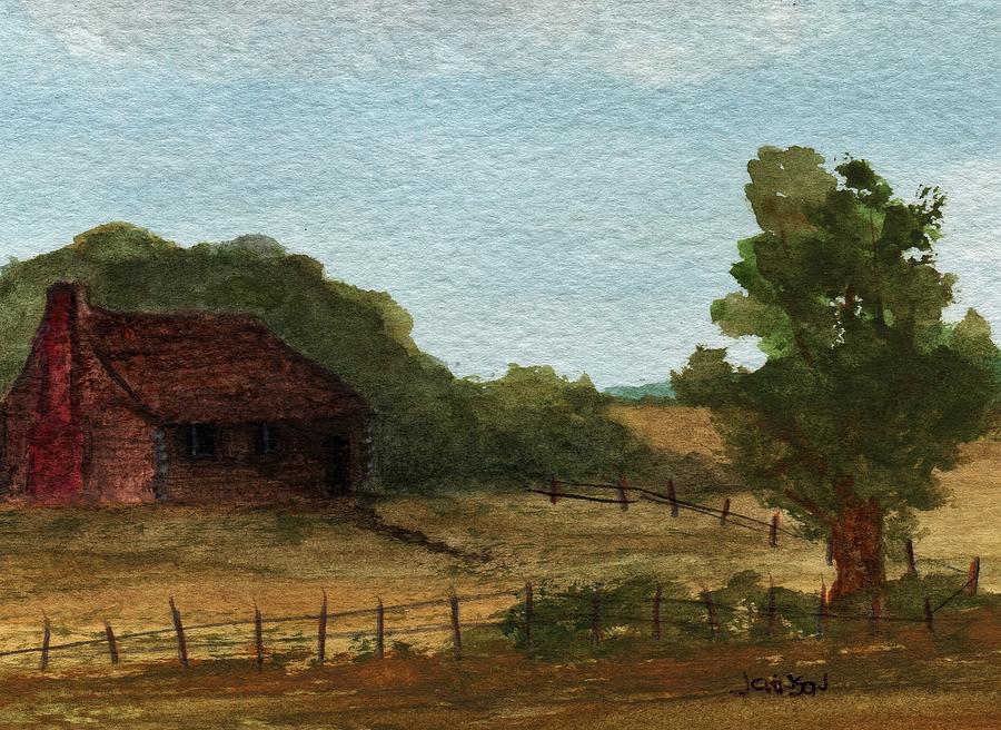 The Old Cabin Painting By James Michael Johnson