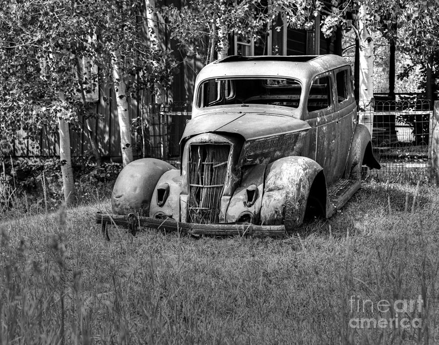 Black And White Photograph - The Old Car by Steve Brown