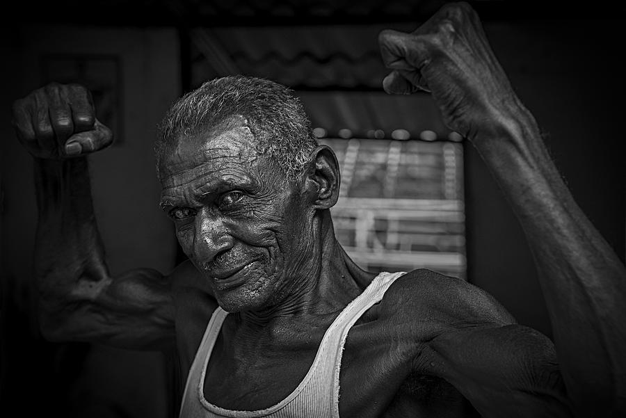 Black And White Photograph - The Old Champ by Linda Wride