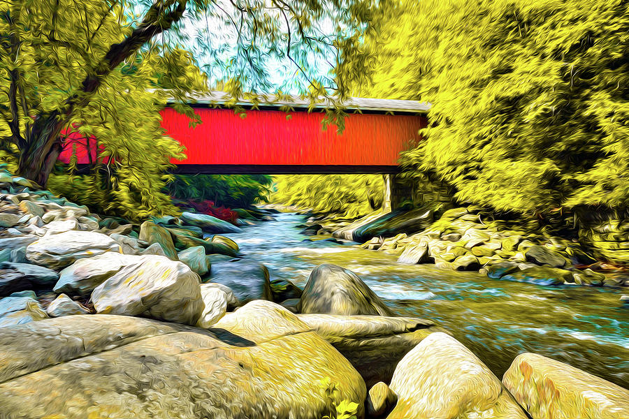 The Old Covered Bridge Painting by Aaron Geraud