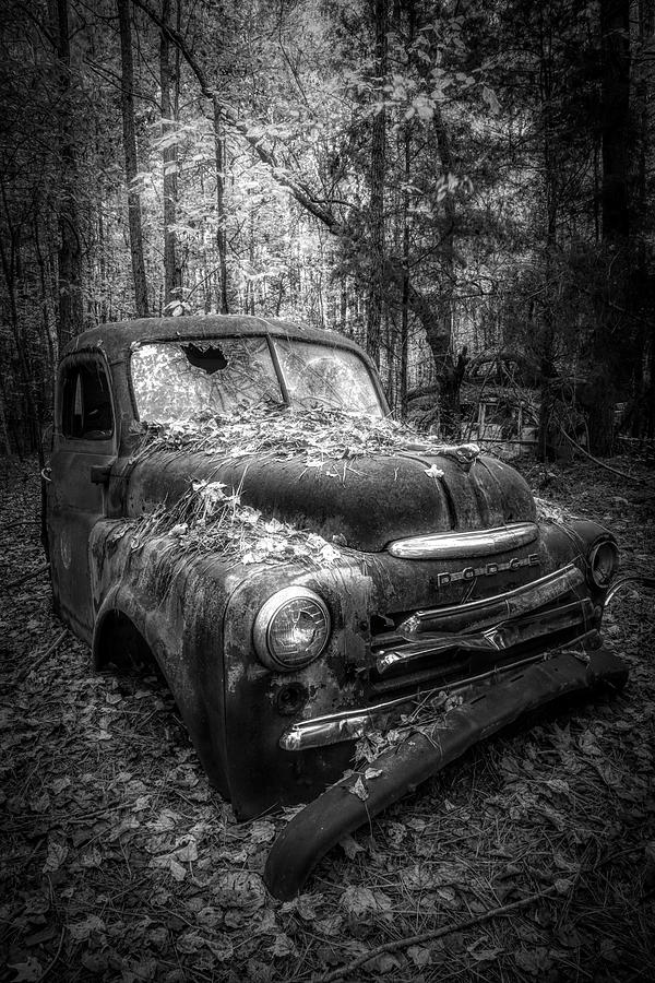 The Old Dodge in Black and White Photograph by Debra and Dave Vanderlaan