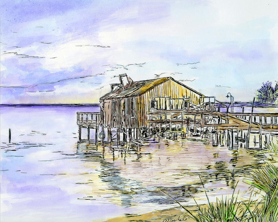 The Old Fishing Shack Drawing by Michele A Loftus