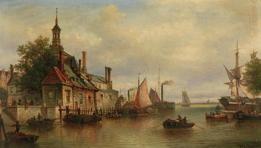 The Old Hanse Gate On The Maas In Rotterdam Painting by Elias Pieter ...