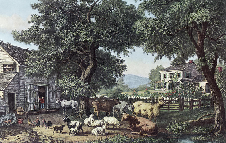 The Old Homestead Currier & Ives Painting by Artist -  Currier & Ives