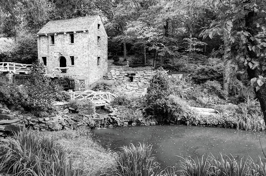 America Photograph - The Old Mill in North Little Rock - Pughs Mill 1832 Monochrome by Gregory Ballos