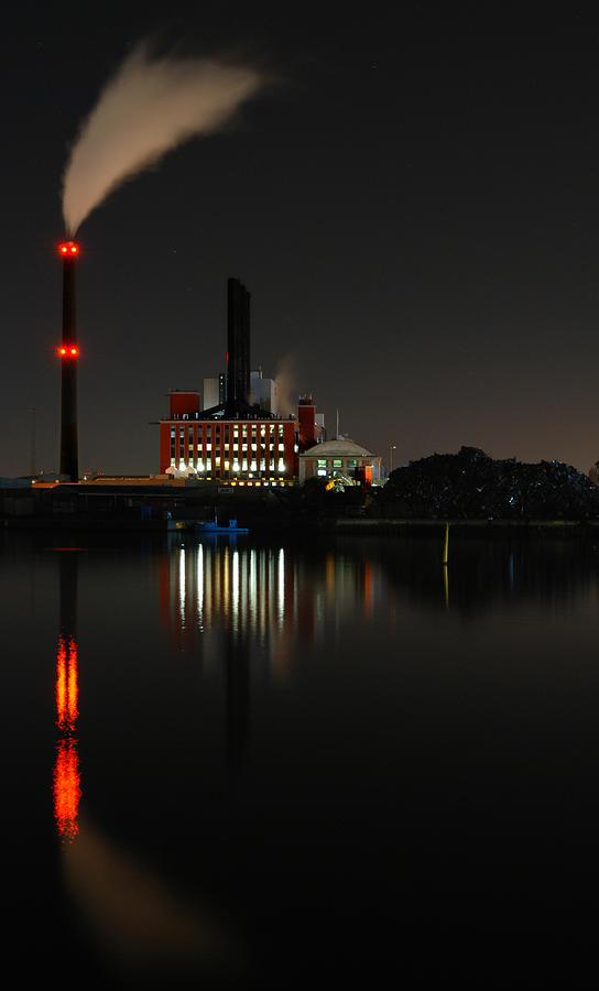Night Photograph - The Old Power Plant by Jan Lykke