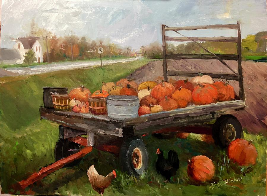 The Old Pumpkin Wagon Painting by Linda Dunbar - Pixels