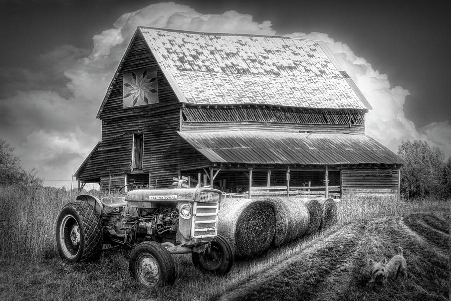 The Old Quilt Barn Black and White  Photograph by Debra and Dave Vanderlaan