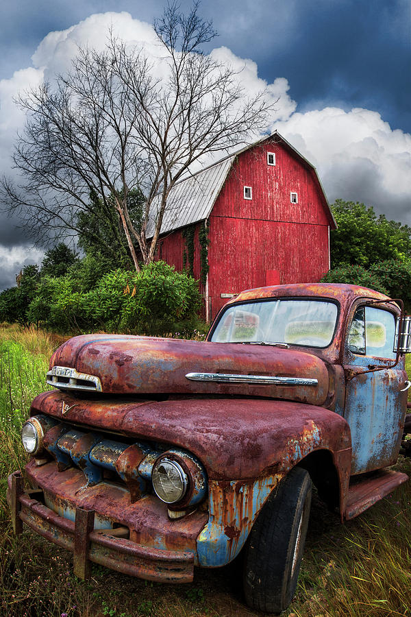 The Old Red Barn Truck Photograph by Debra and Dave Vanderlaan