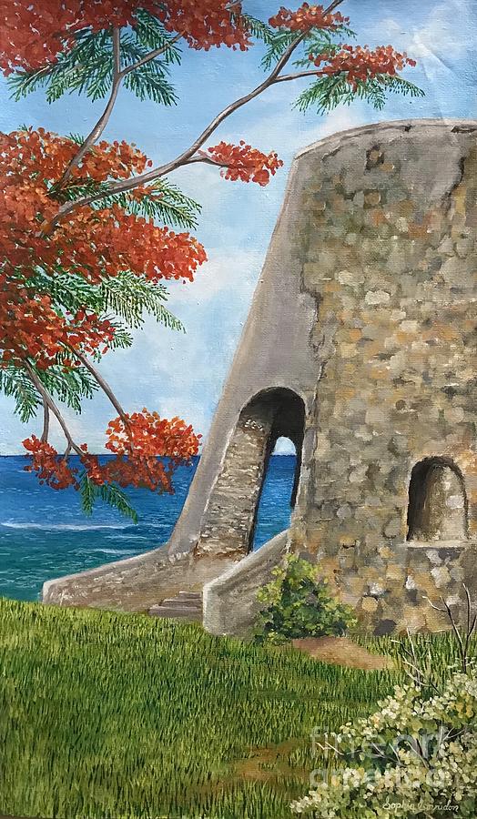 Caribbean Scene Painting - The Old Sugar Mill by Sophia Corridon