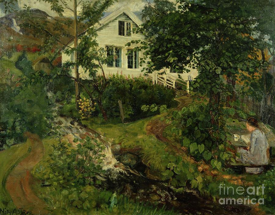 The Old Vicarage, Before 1908 Painting by Nikolai Astrup