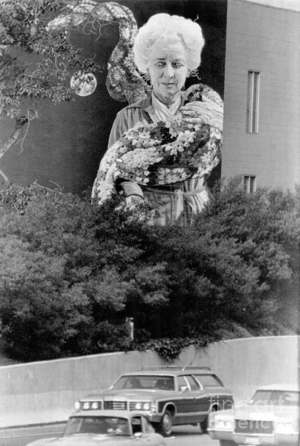 The Old Woman of the Freeway Mural - Los Angeles - 1975 Photograph by Sad Hill - Bizarre Los Angeles Archive