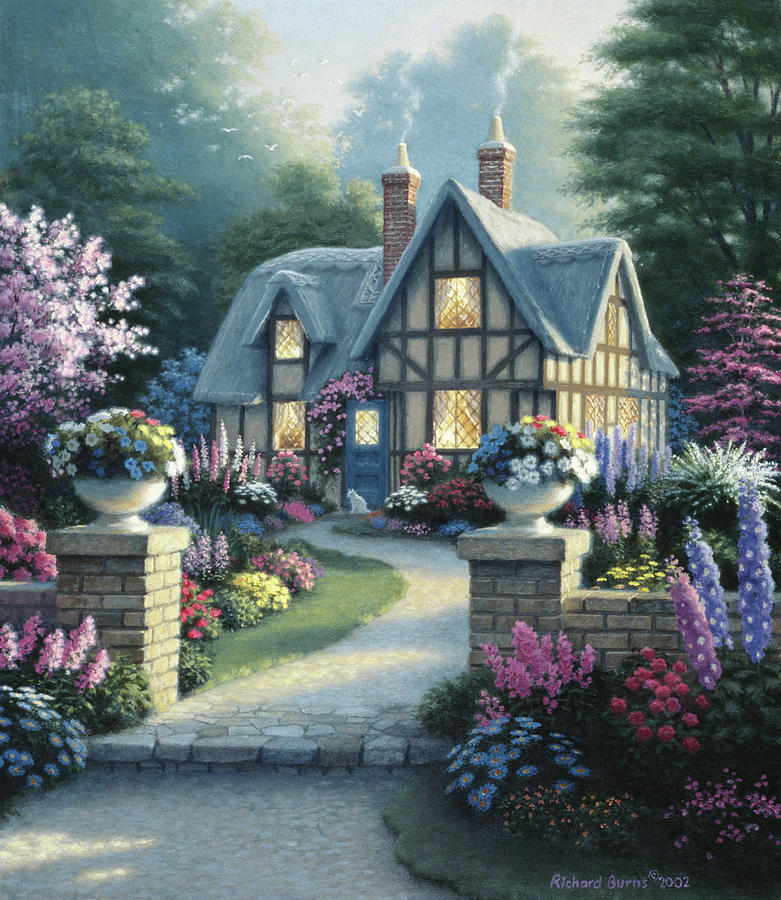 Cottage Painting - The Olde Bailey Cottage by Richard Burns