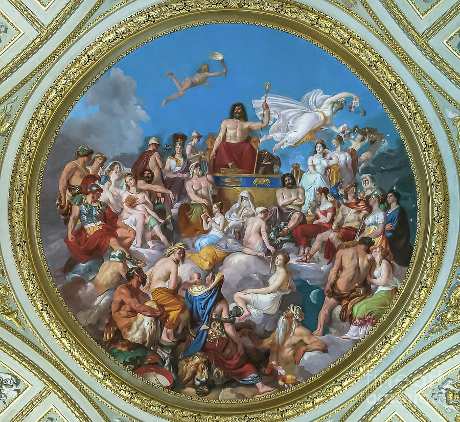 The Olympus. Ceiling Tondo In The Sala Drawing by Heritage Images