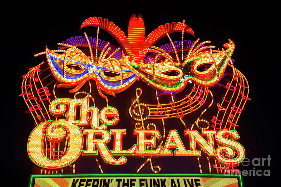 The Orleans Casino Sign Top at Night Photograph by Aloha Art