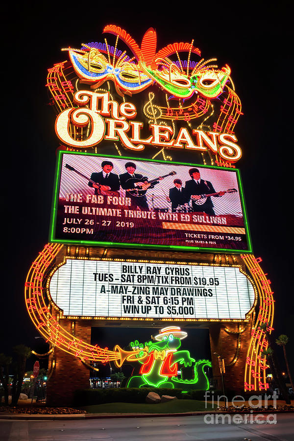 The Orleans Sign From the West Full at Night Photograph by Aloha Art