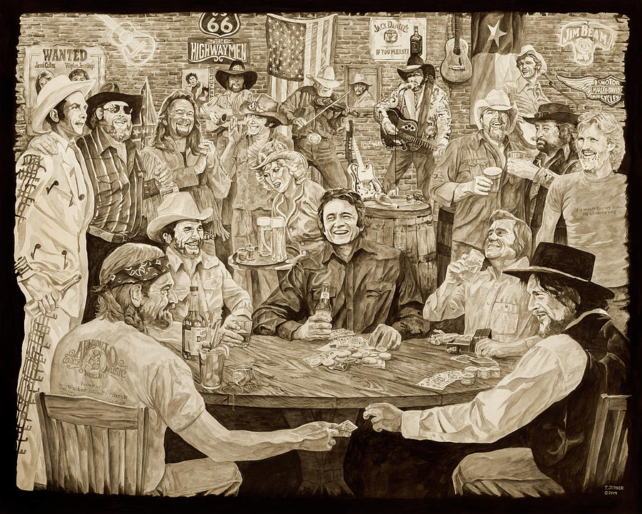 Merle Haggard Painting - The Outlaws by Tim Joyner