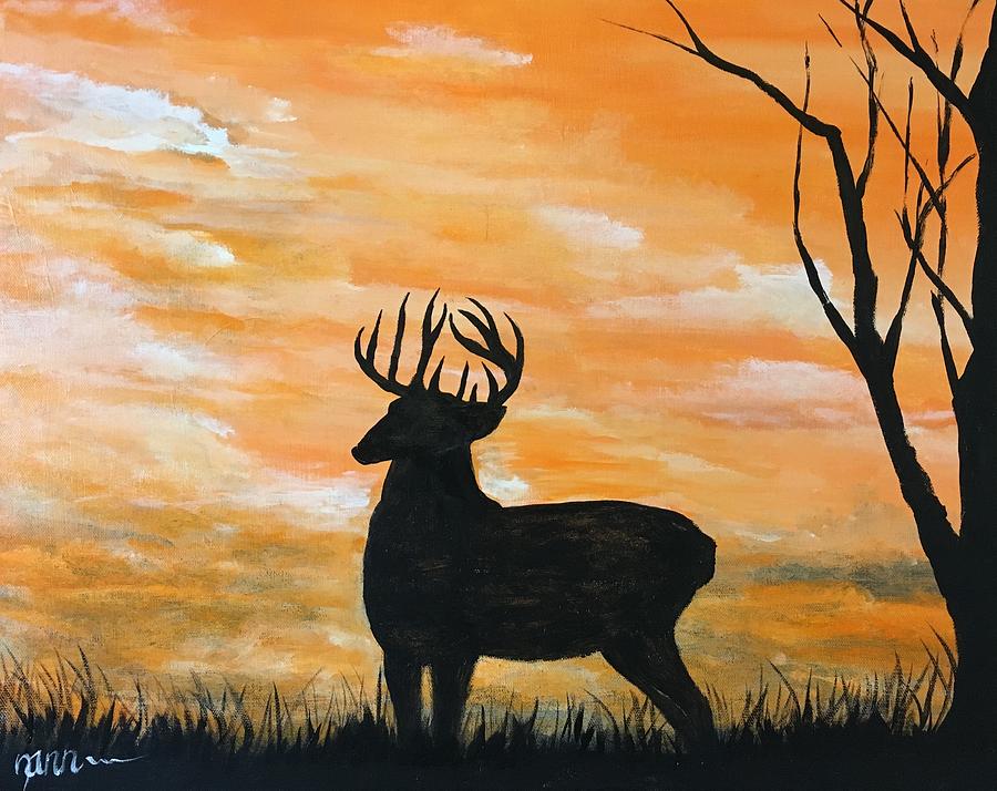 The Overlooking Buck Painting By Stacey Grist 