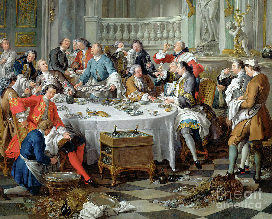 The Oyster Lunch, 1734 Oil On Canvas Detail Painting by Jean Francois De Troy