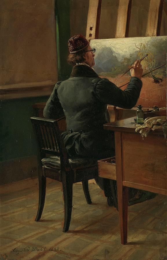 The Painter J.c. Dahl At His Easel Painting by Siegwald Dahl | Fine Art ...