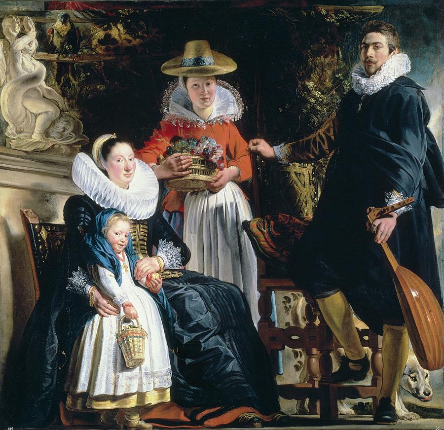 The Painters Family, 1621-1622, Flemish School, Oil on canvas, 181 cm x 187 c... Painting by Jacob Jordaens -1593-1678-
