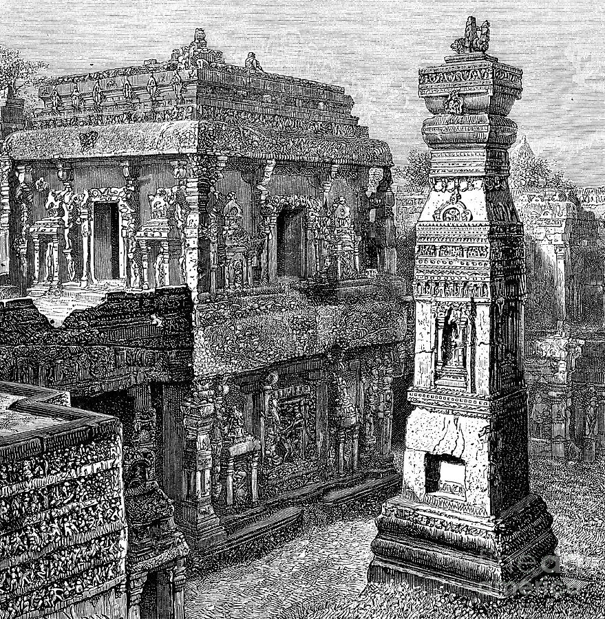 The Palace Of Kailash, Ellora, India Drawing By Print Collector - Fine 