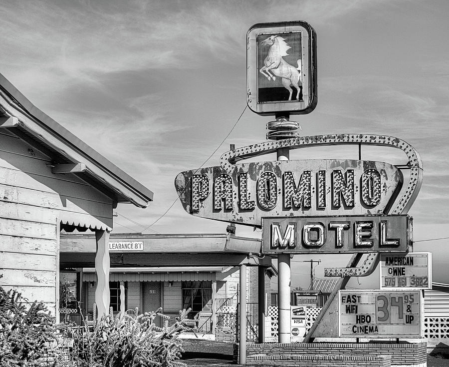 The Palomino Motel Black and White Photograph by JC Findley