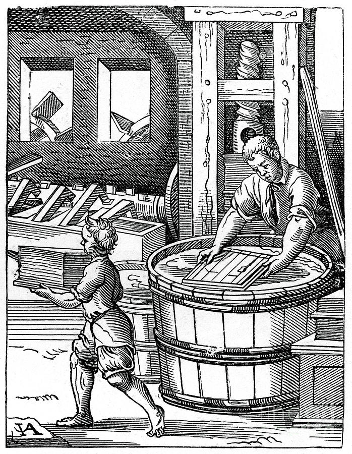 The Paper Maker, 16th Century, 1870 Drawing by Print Collector