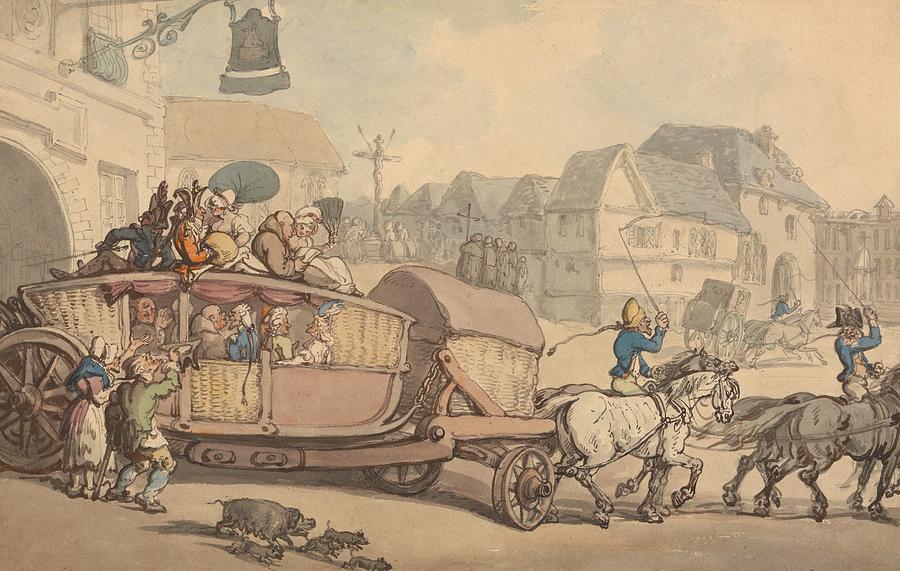 The Paris Diligence Drawing by Thomas Rowlandson
