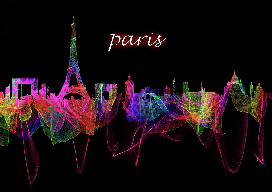The Paris Skyline with Script Photograph by Debra and Dave Vanderlaan
