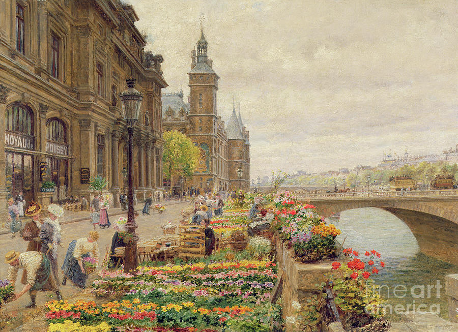 The Parisian Flower Market Painting by Marie Francois Firmin-girard