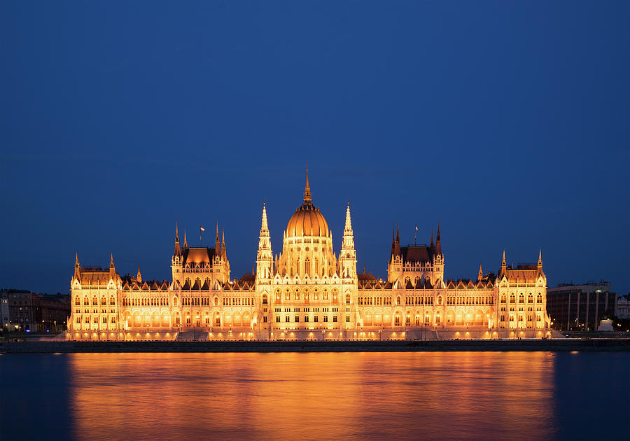 Nature Digital Art - The Parliament Illuminated At Night, Hungary, Budapest by Lost Horizon Images