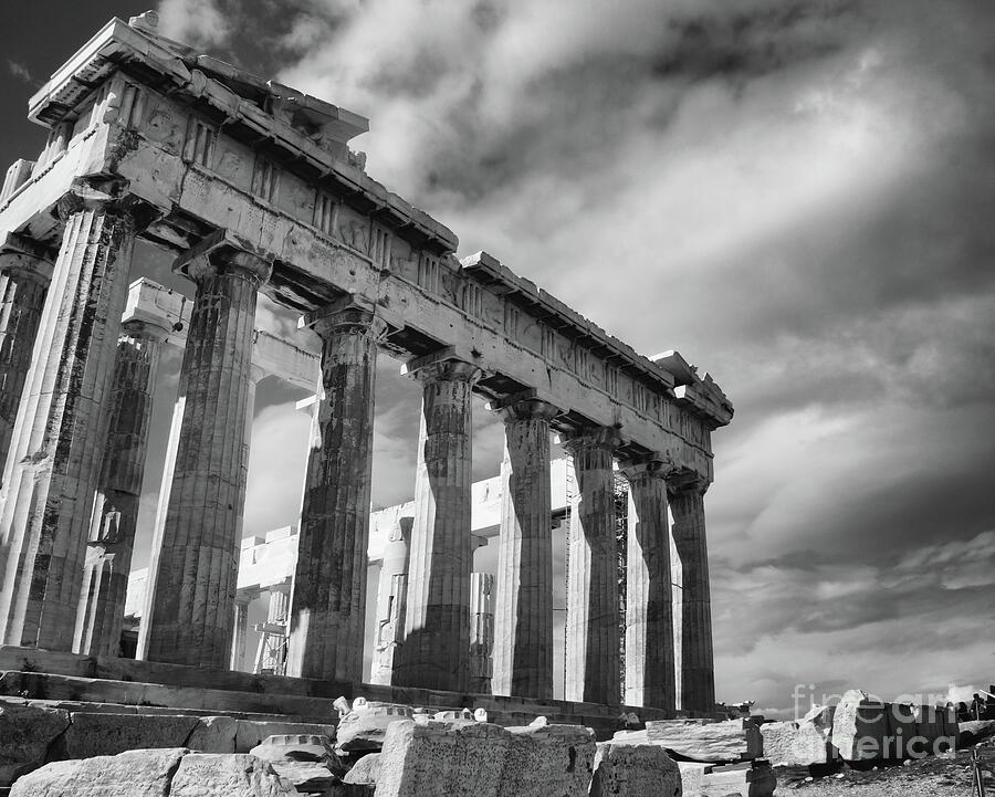 Greek Photograph - The Parthenon Black and White by Stefano Senise