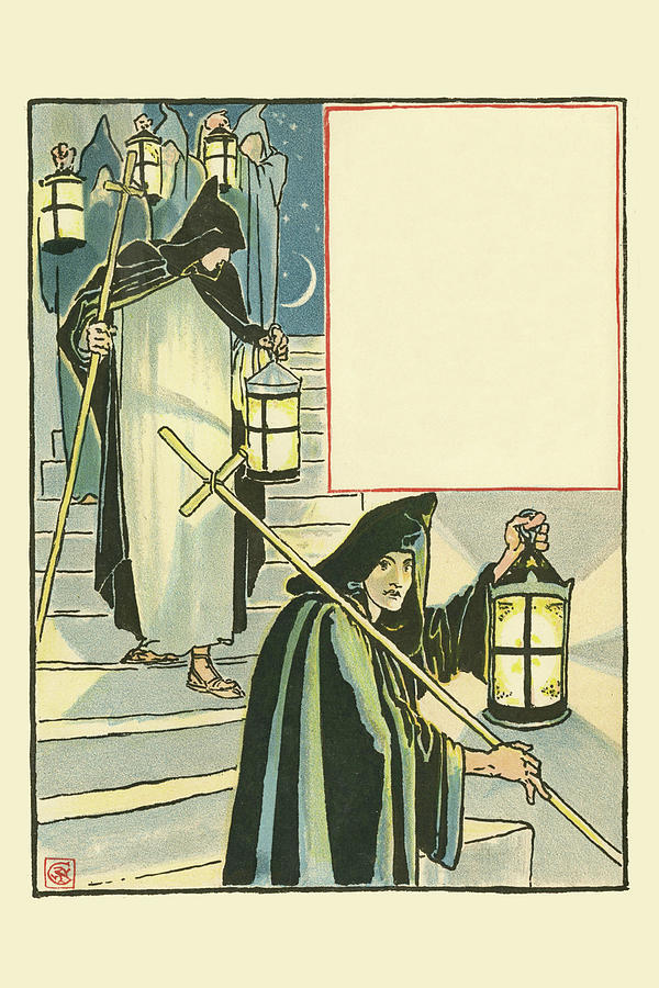 Holiday Painting - The Pastor & The Vigils Stay awake all night. by Walter Crane