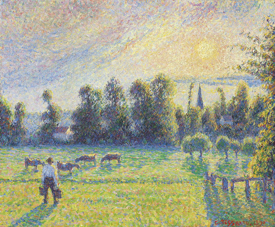 camille pissarro sunset at eragny