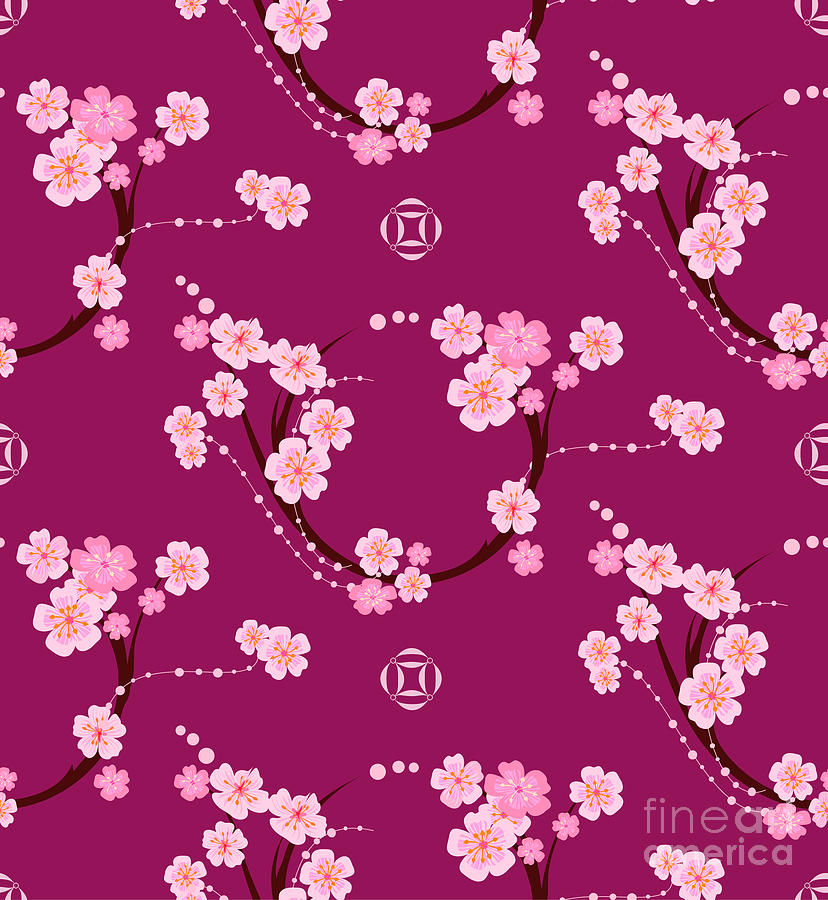 Cherry Digital Art - The Pattern In The Form Of A Circle by Lunokot Cherry Digital Art - The Pattern In The Form Of A Circle by Lunokot