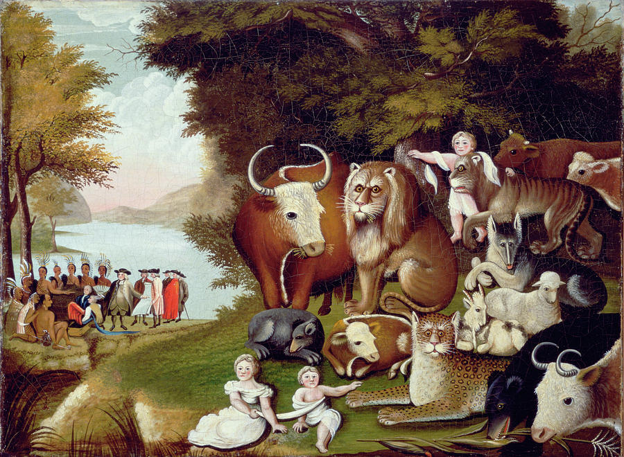 The Peaceable Kingdom By Hicks Painting by Edward Hicks