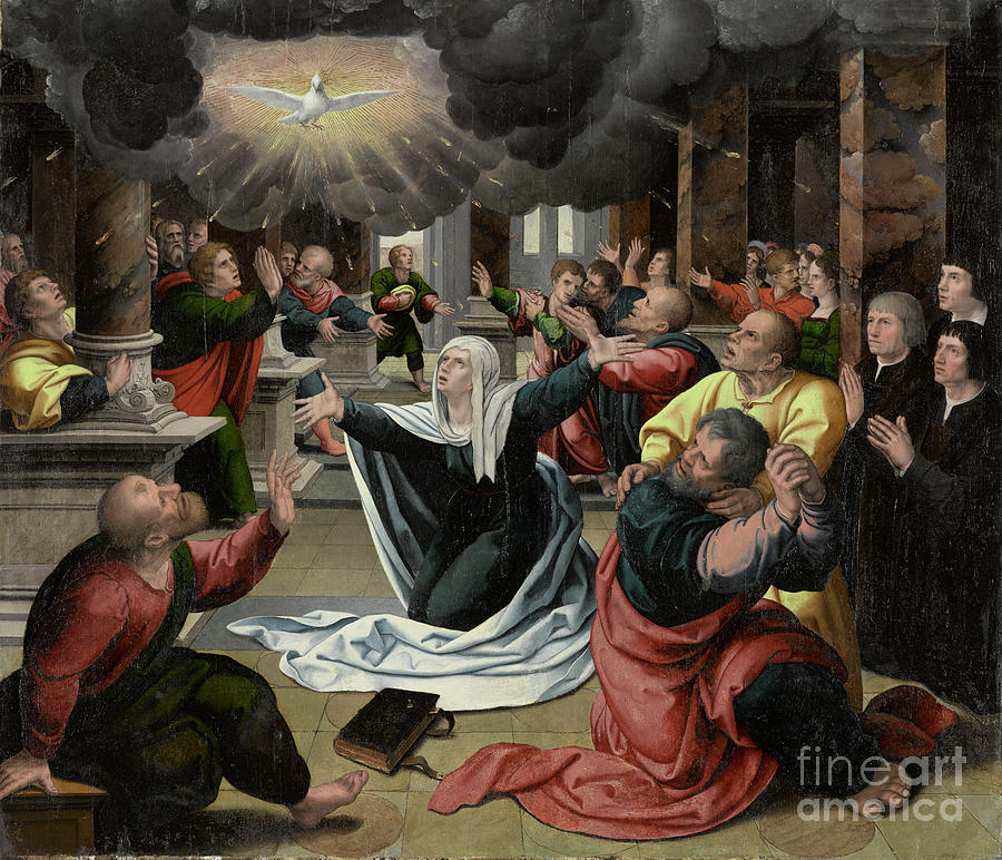 The Pentecost Circa 1530 Painting by Bernard Van Orley